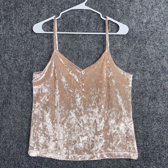 Lucky Brand Shirt Womens M Pink Crushed Velvet Cami Y2k  Date Party - Picture 1 of 9